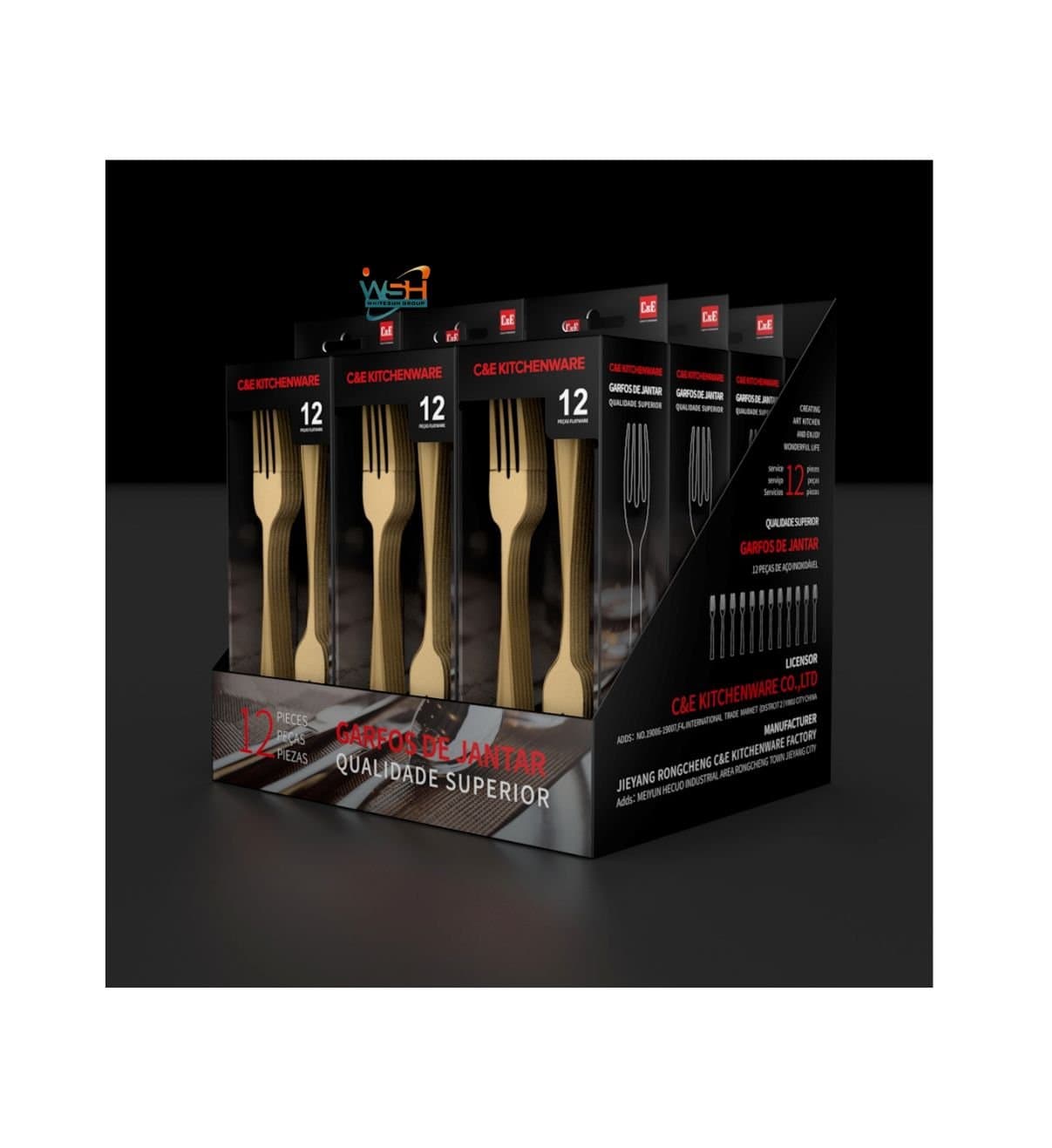 C&E 12 Pieces golden table forks